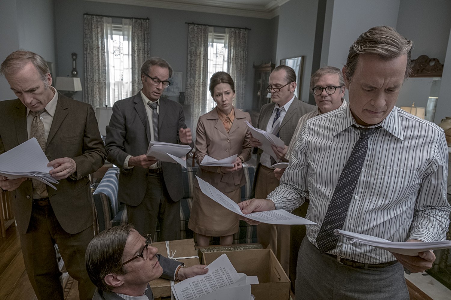 Tom Hanks, Philip Casnoff, David Cross, Pat Healy, Rick Holmes, Bob Odenkirk, and Carrie Coon in The Post (2017)